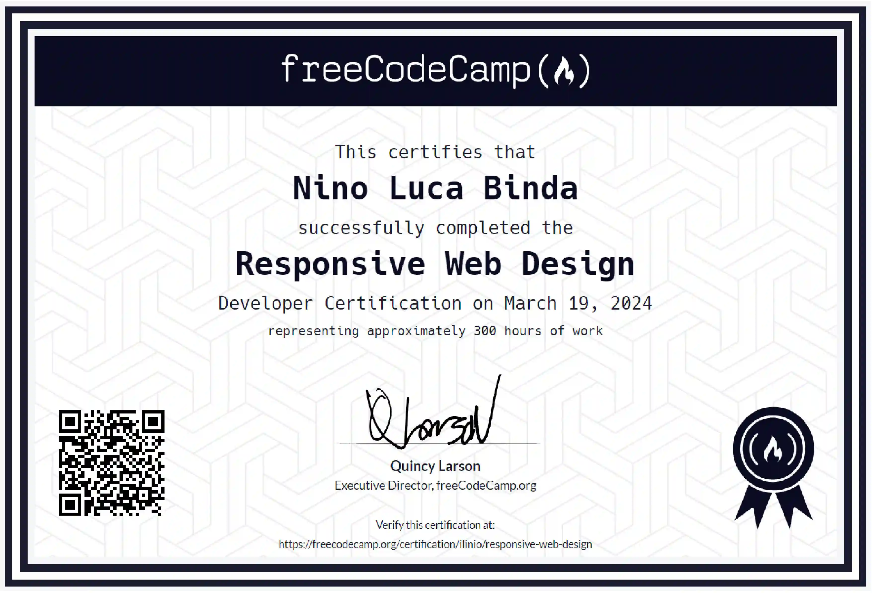 Das Responsive Web Design Zertifikat von Nino Binda